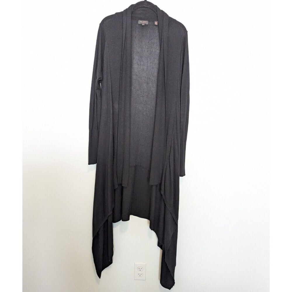 Ted Baker‎ London Kristo Cardigan Womens Size 3/6-8 Black Waterfall Longline